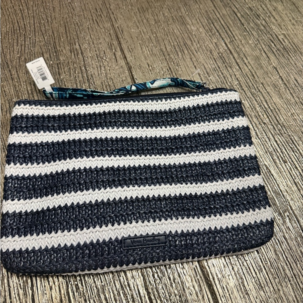 Vera Bradley Navy and White Striped Clutch with Sailboat - Picture 5 of 8